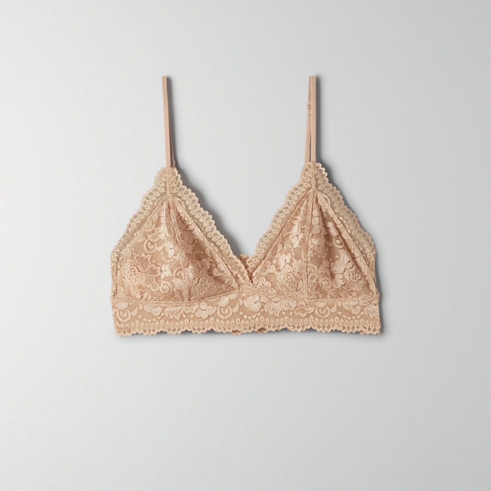 NWT New Aritzia Renfrew Bralette Warm Sand Lined Lace Nude Bralette
